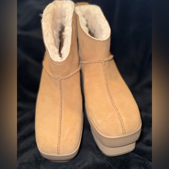 UGG Mini New Heights Platform Boot (Women) Tan Heeled Platform Boots - Picture 3 of 14